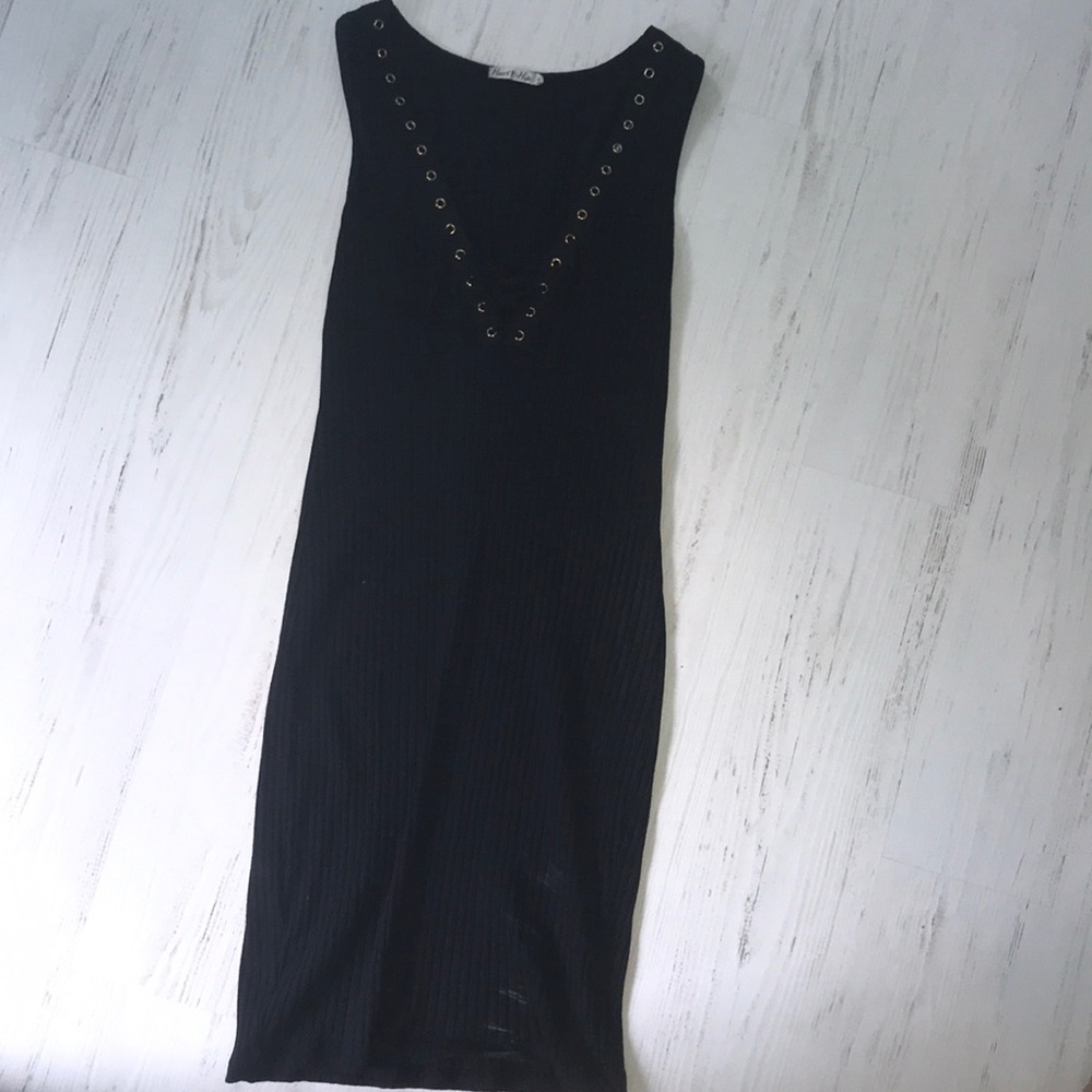 Black skin tight lace up top dress.